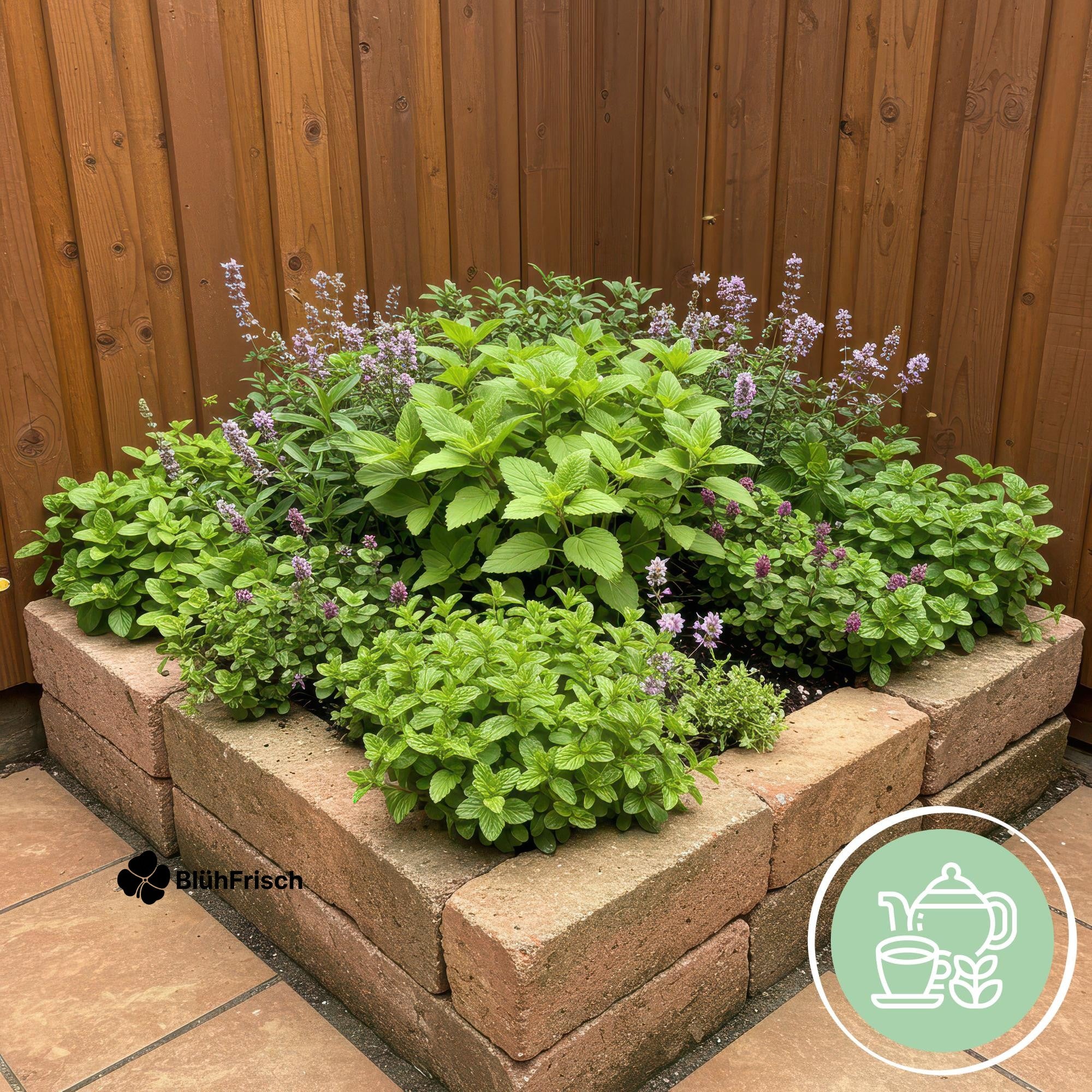 GreenboutiQ - Kräuter paket - Kräutertee - 8 Stauden - Für 1 m2 - Verschiedene Farben - Wenig Pflege - Topf 11cm