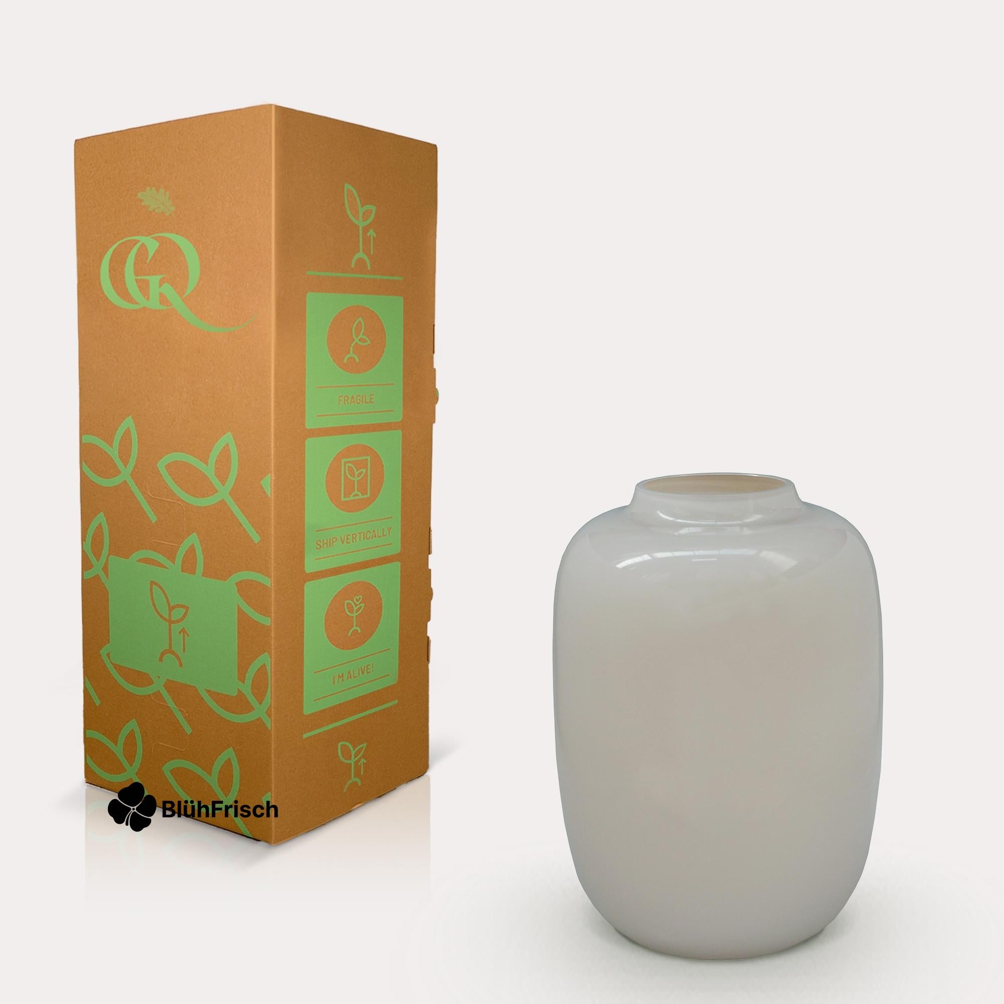 Vaas glas - M - H35 W25 -Artic Ivory