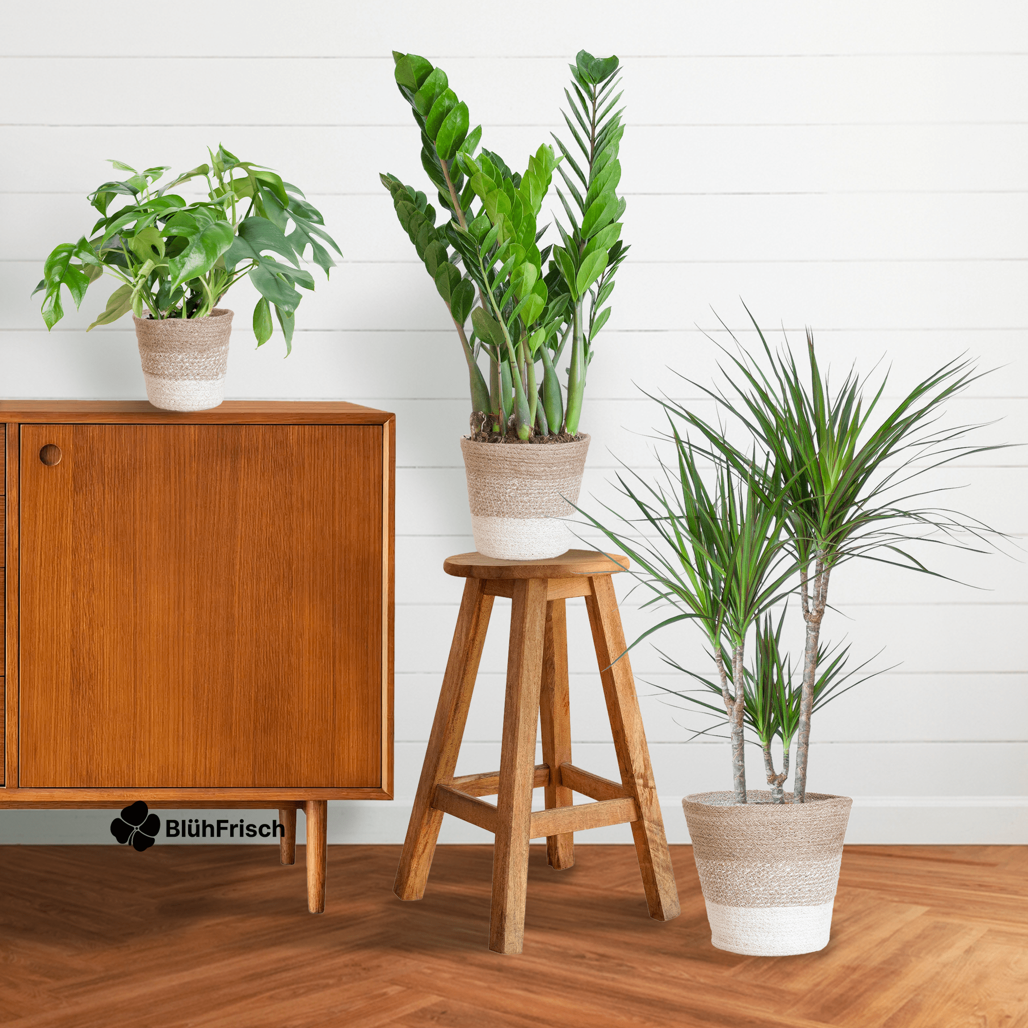 Shade Pflanzkasten - medium - mit Korb Lissabon weiß