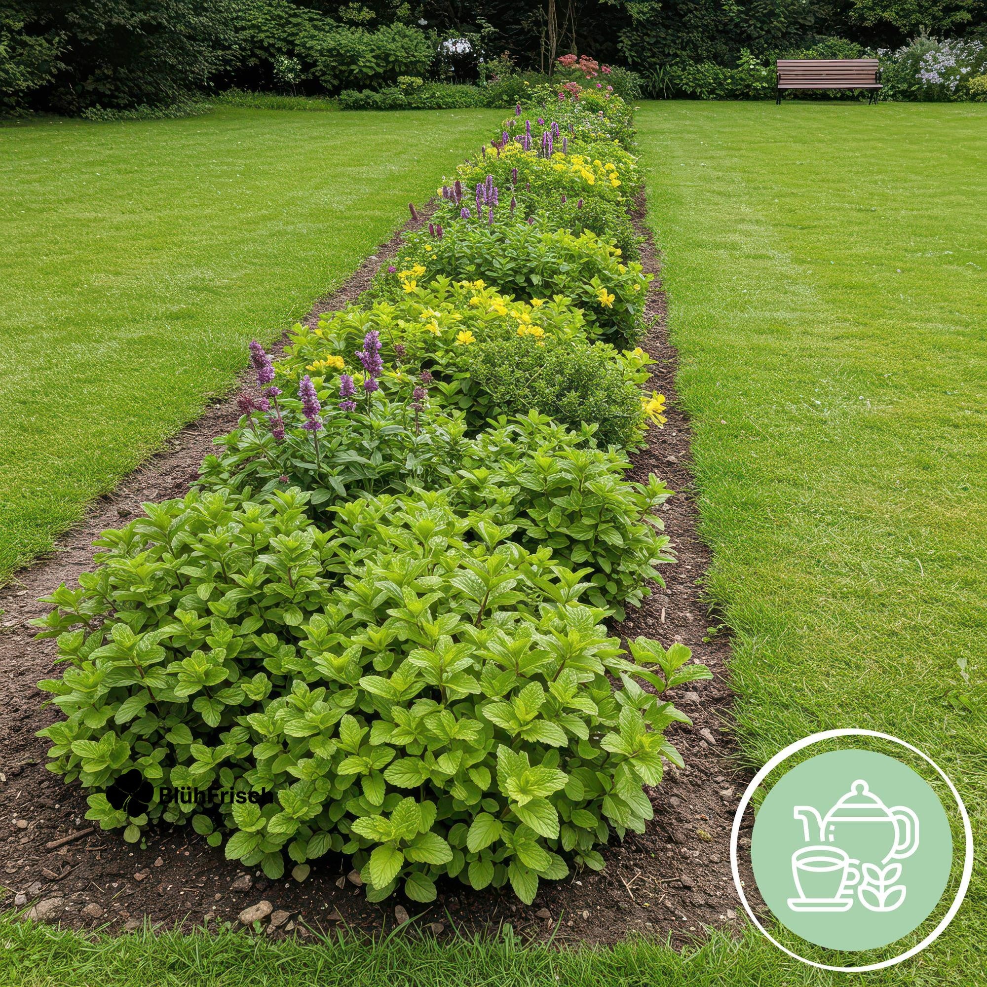 GreenboutiQ - Kräuter pakket - Kräutertee - 24 Stauden - Für 3 m2 - Verschiedene Farben - Wenig Pflege - Topf 11cm