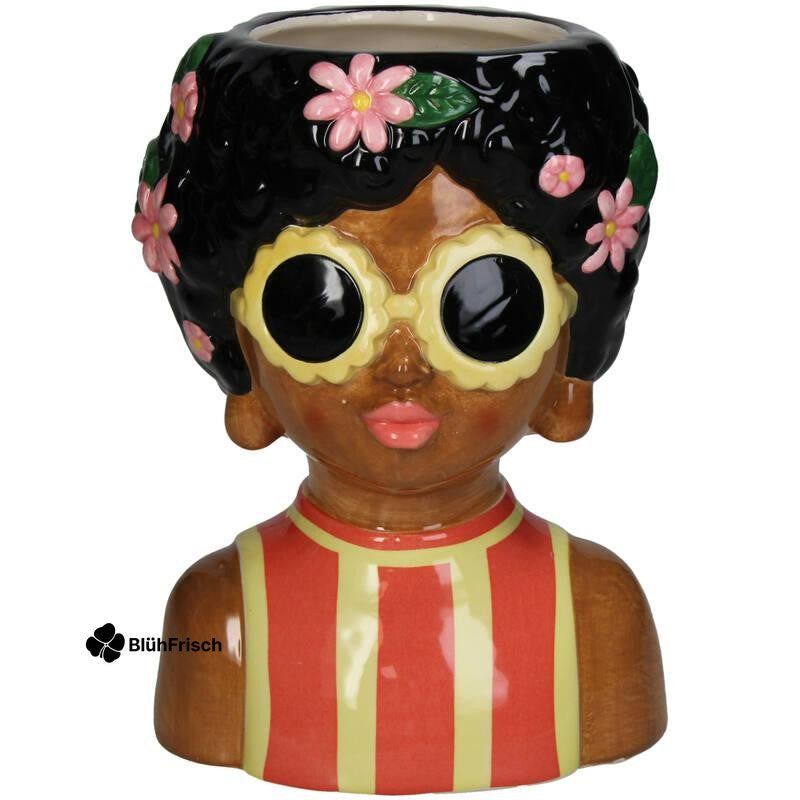 Vaas Lady Sunny + 10x real touch Tulpen wit/groen